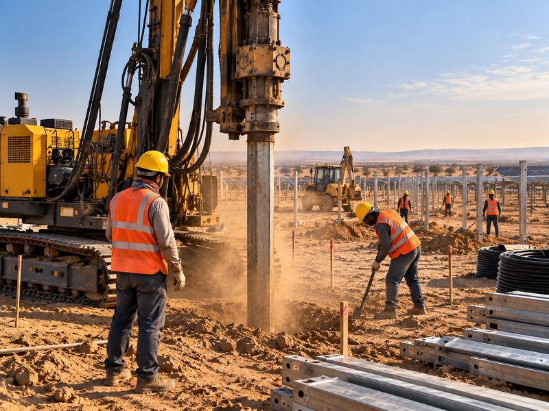 Civil engineering works at solar site